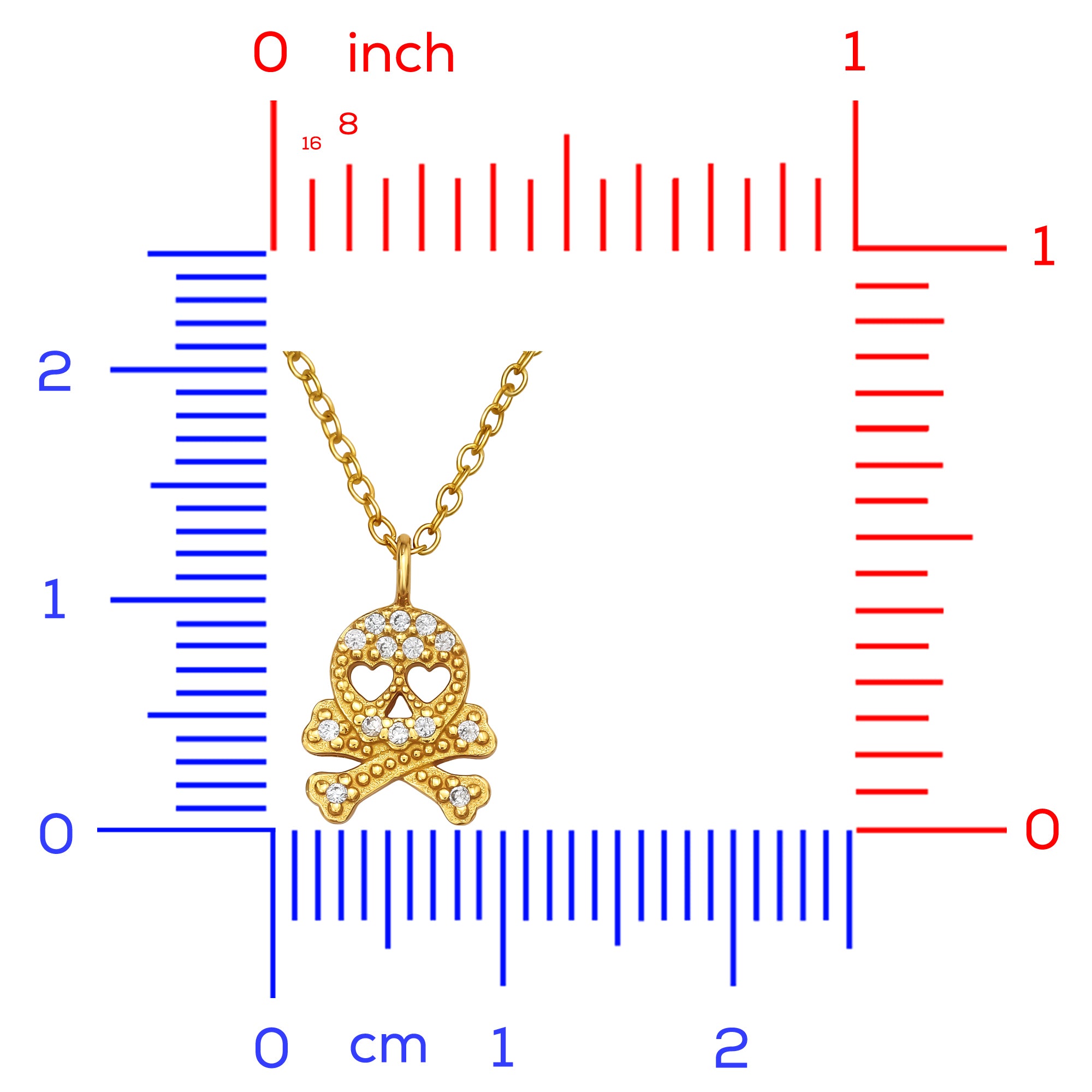925 Silver 24K Gold Plated CZ Skull & Crossbones Women, Teens Necklace & Ear Stud Gift Pack by db deadbeat