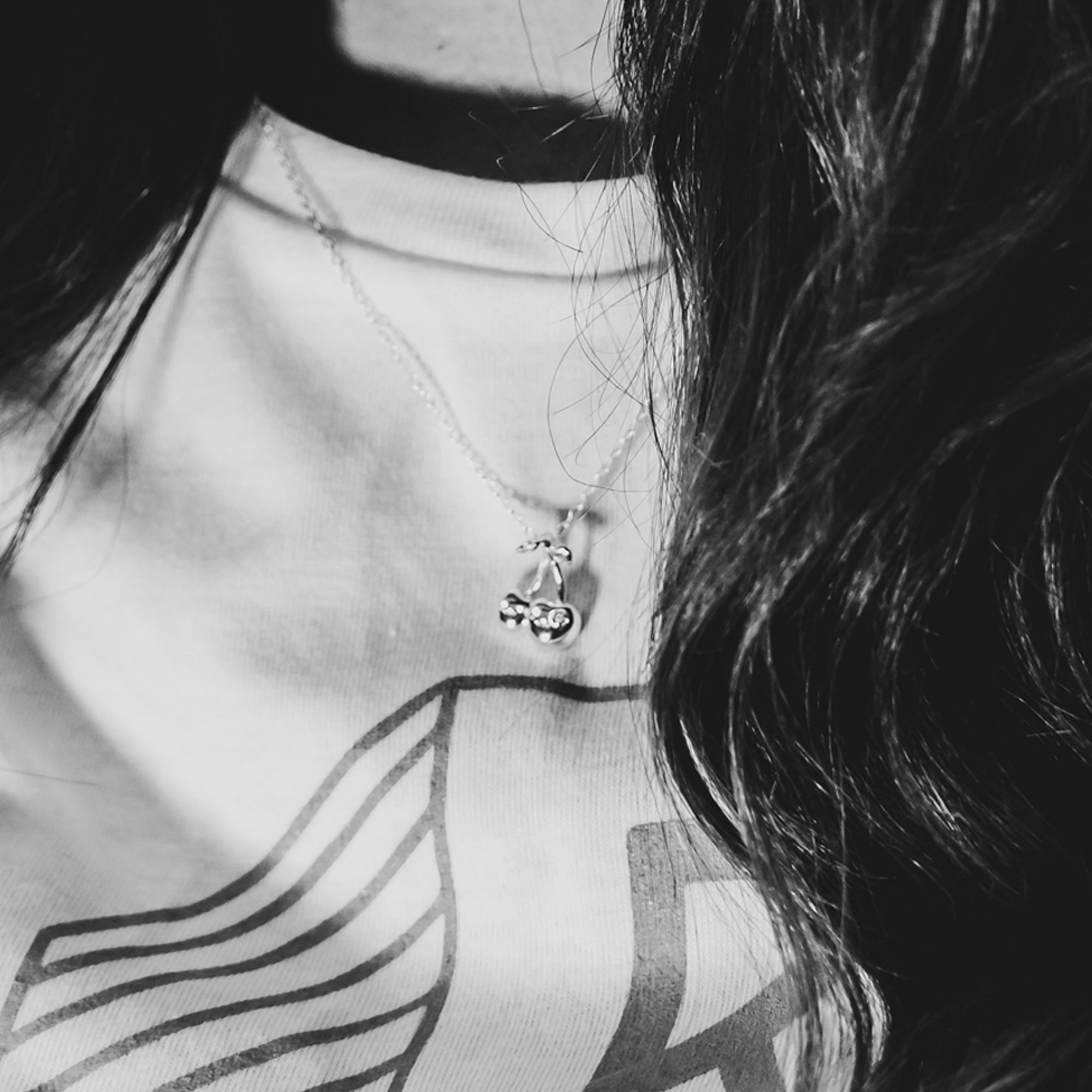 DEADBEAT Rock-Solid 925 Silver Cherry CZ Necklace & Ear Stud Gift Pack