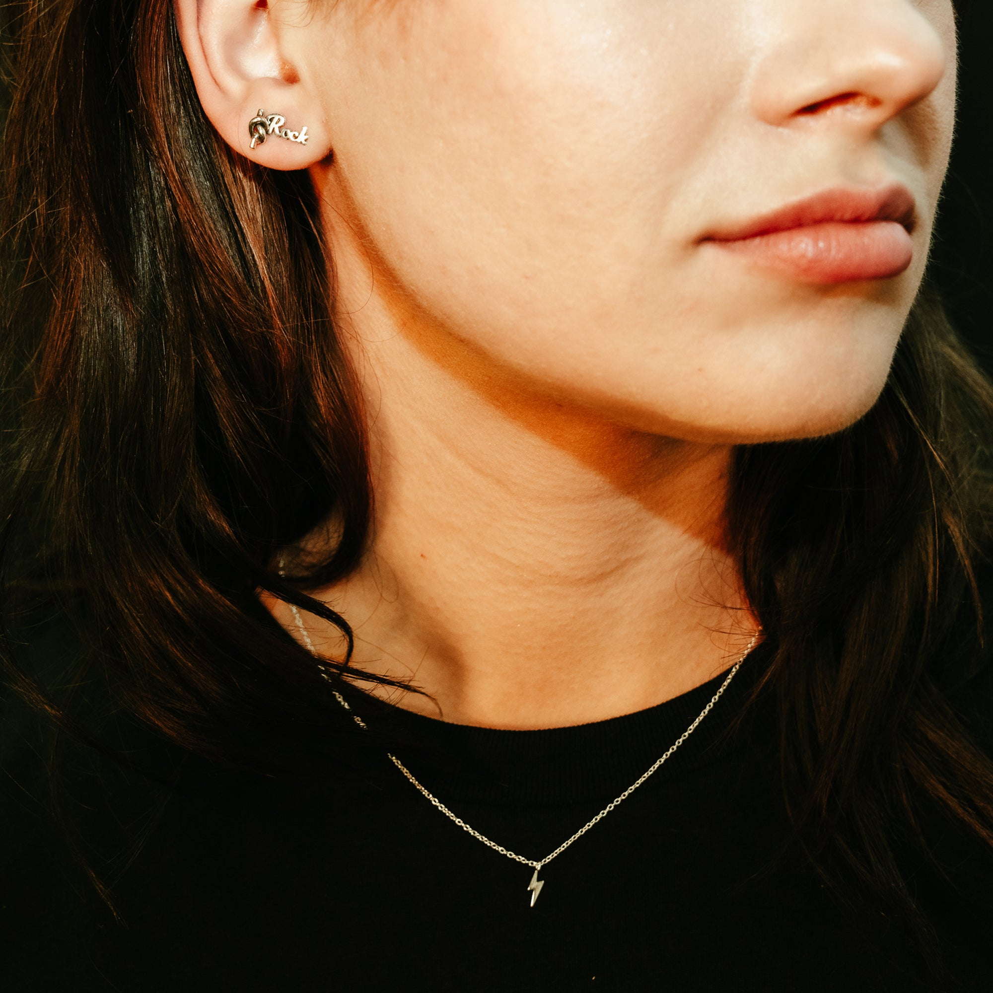 DEADBEAT Rock-Solid 925 Silver Lightening Bolt Necklace Gift Pack