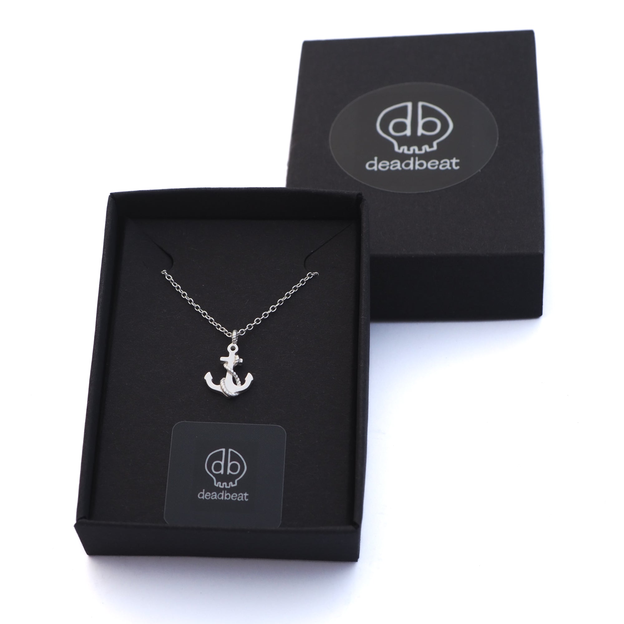 DEADBEAT Rock-Solid 925 Silver Anchor Necklace Gift Pack