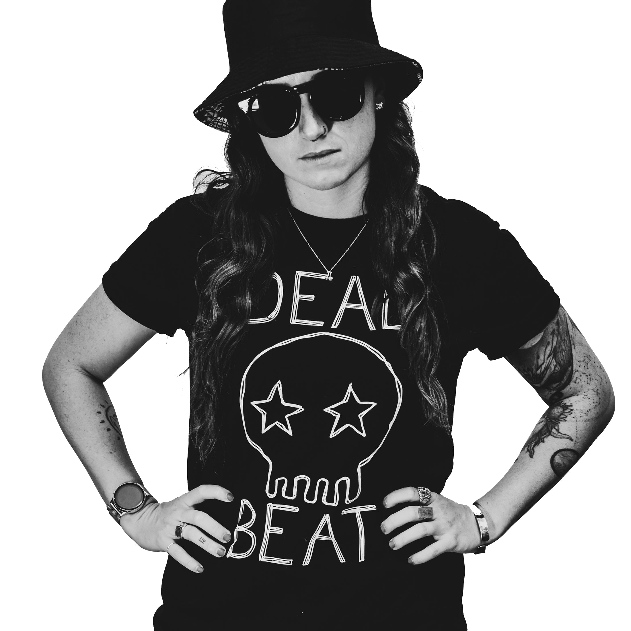 db DEADBEAT Skull Motif Screen Printed Eco-Friendly Unisex Black T-Shirt For Men, Women and Teens