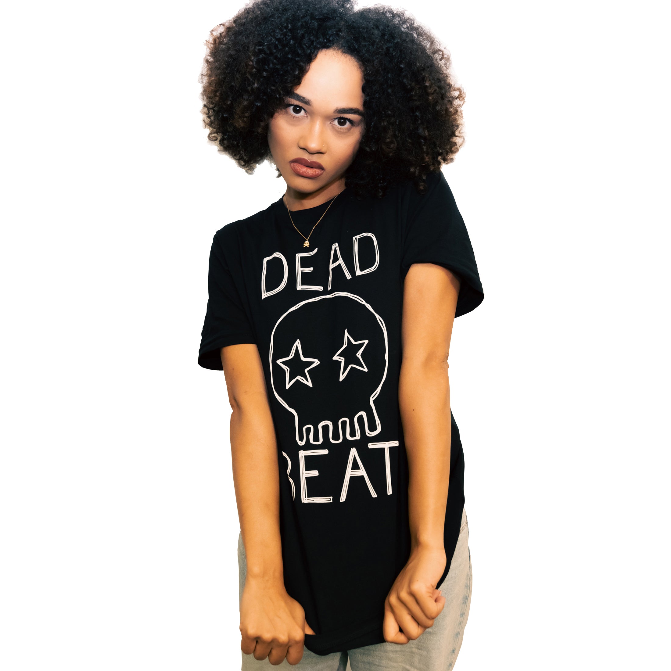 db DEADBEAT Skull Motif Screen Printed Eco-Friendly Unisex Black T-Shirt For Men, Women and Teens