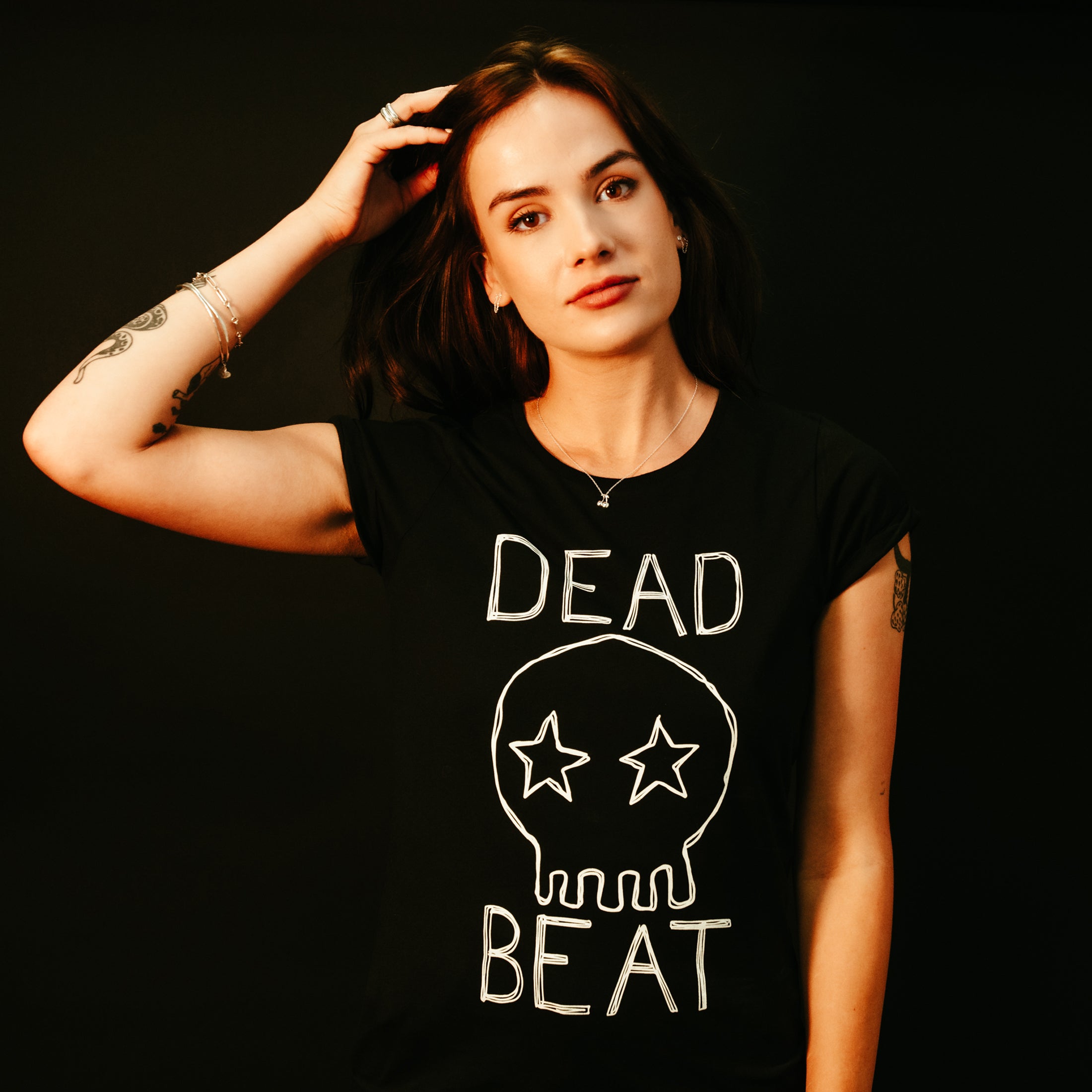 db DEADBEAT Skull Motif Screen Printed Eco-Friendly Unisex Black T-Shirt For Men, Women and Teens