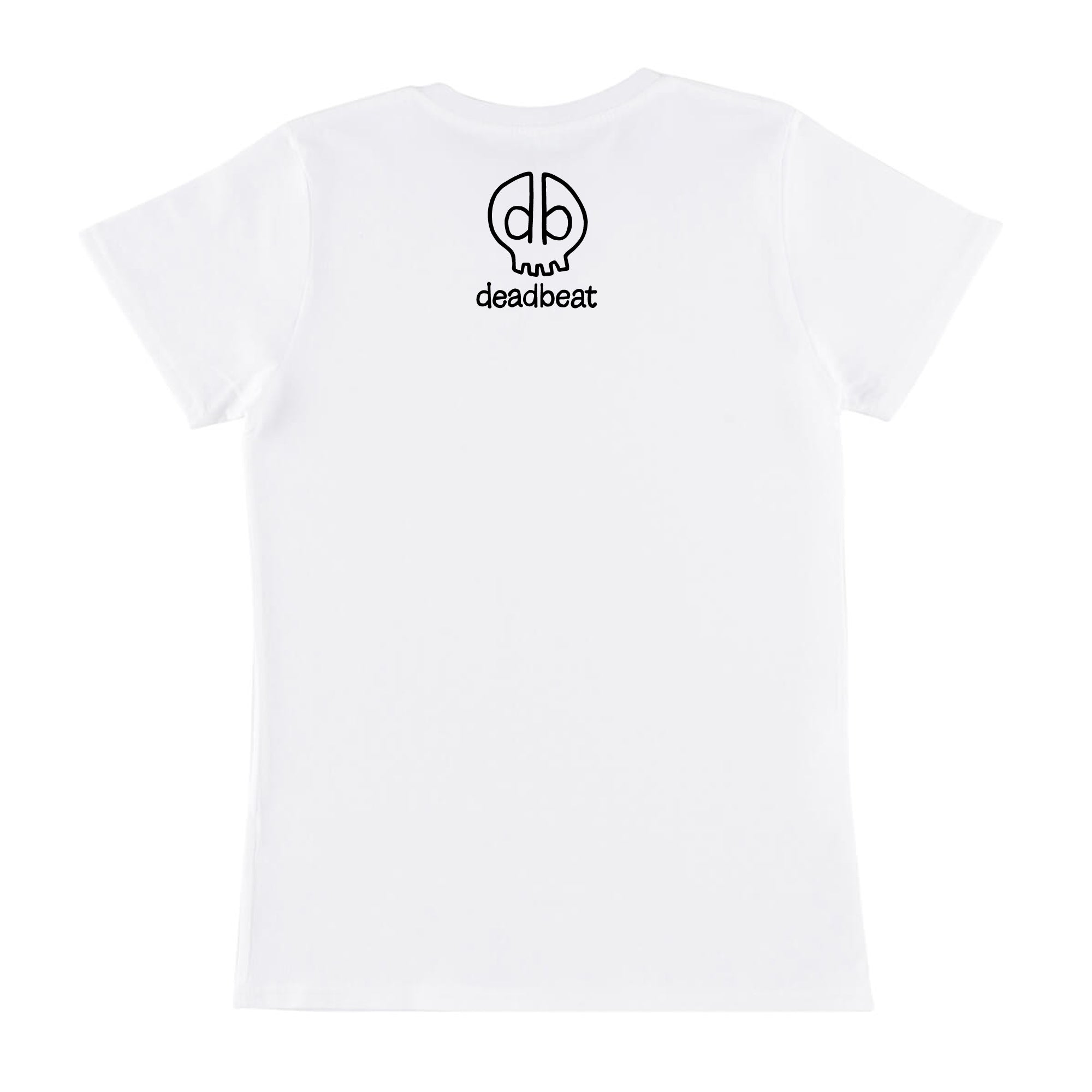 db DEADBEAT Rock and Roll Motif Screen Print Eco-Friendly Skinny Fit White T-Shirt for Women and Teen's