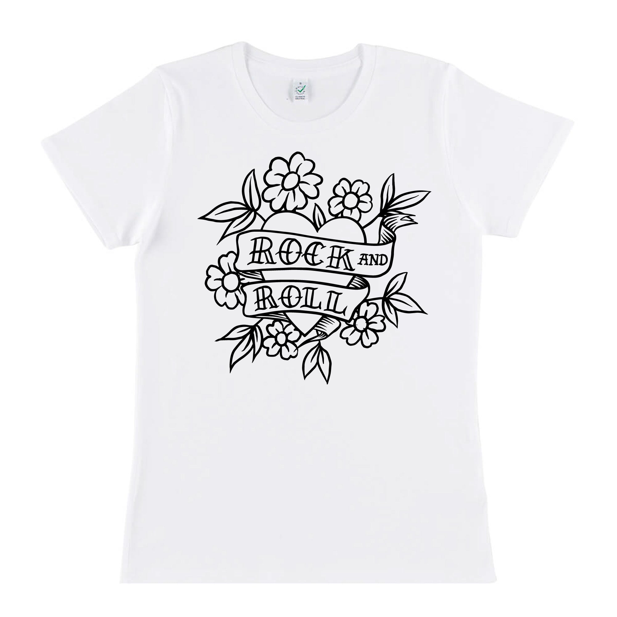 db DEADBEAT Rock and Roll Motif Screen Print Eco-Friendly Skinny Fit White T-Shirt for Women and Teen's
