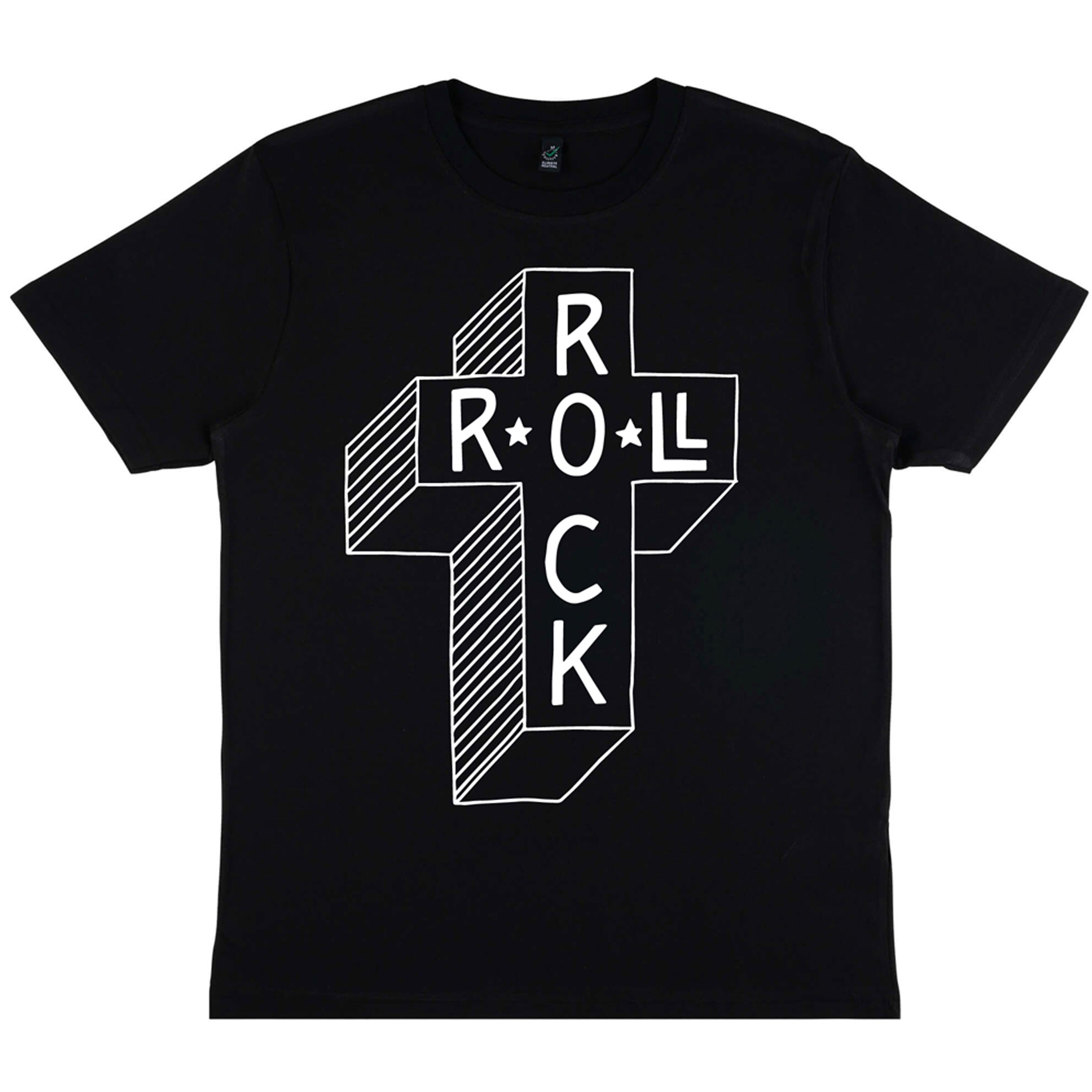 db DEADBEAT Rock and Roll Cross Motif Screen Printed Eco-Friendly Unisex Black T-Shirt for Men, Women and Teens
