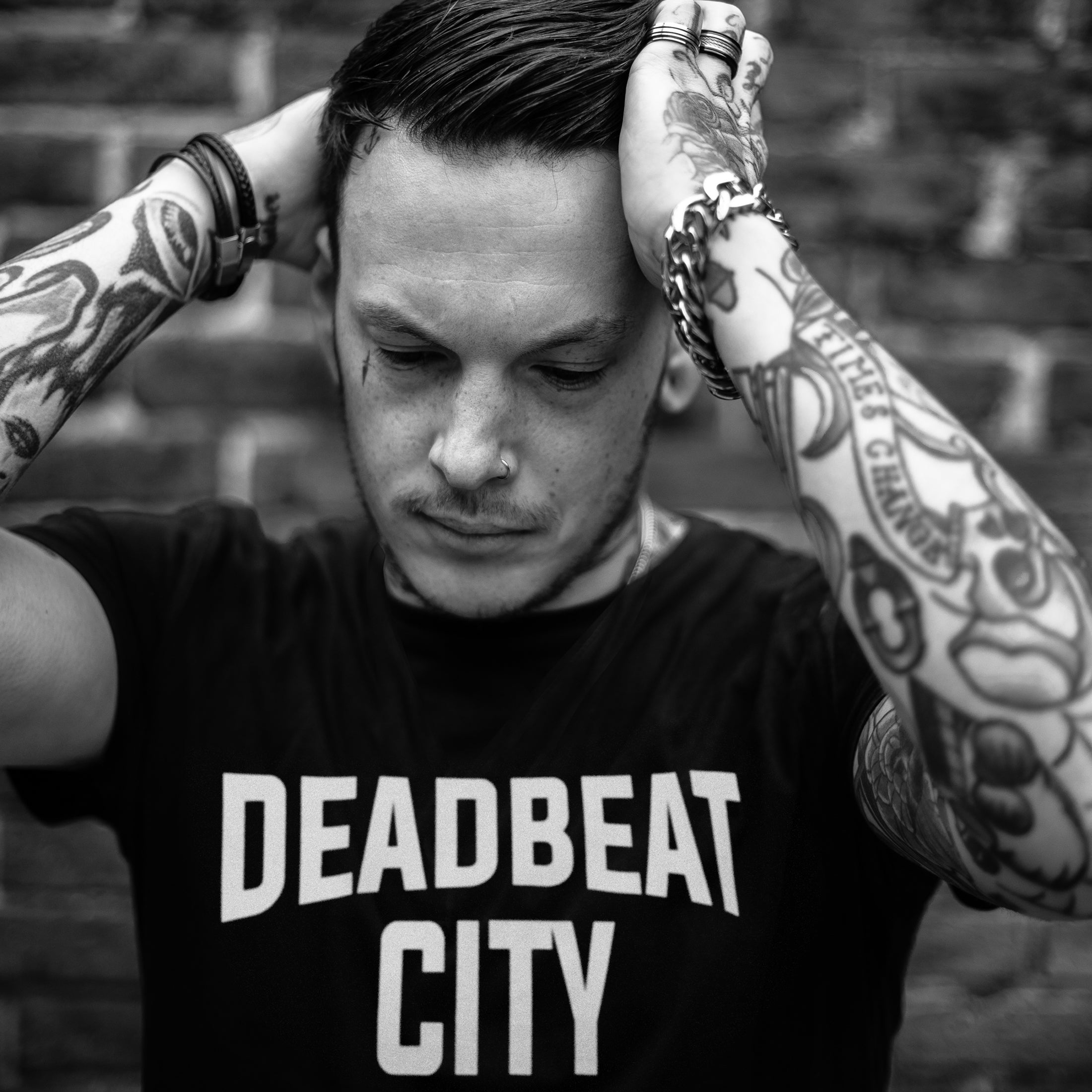 db DEADBEAT City Motif Screen Printed Eco-Friendly Unisex Black T-Shirt for Men, Women and Teens