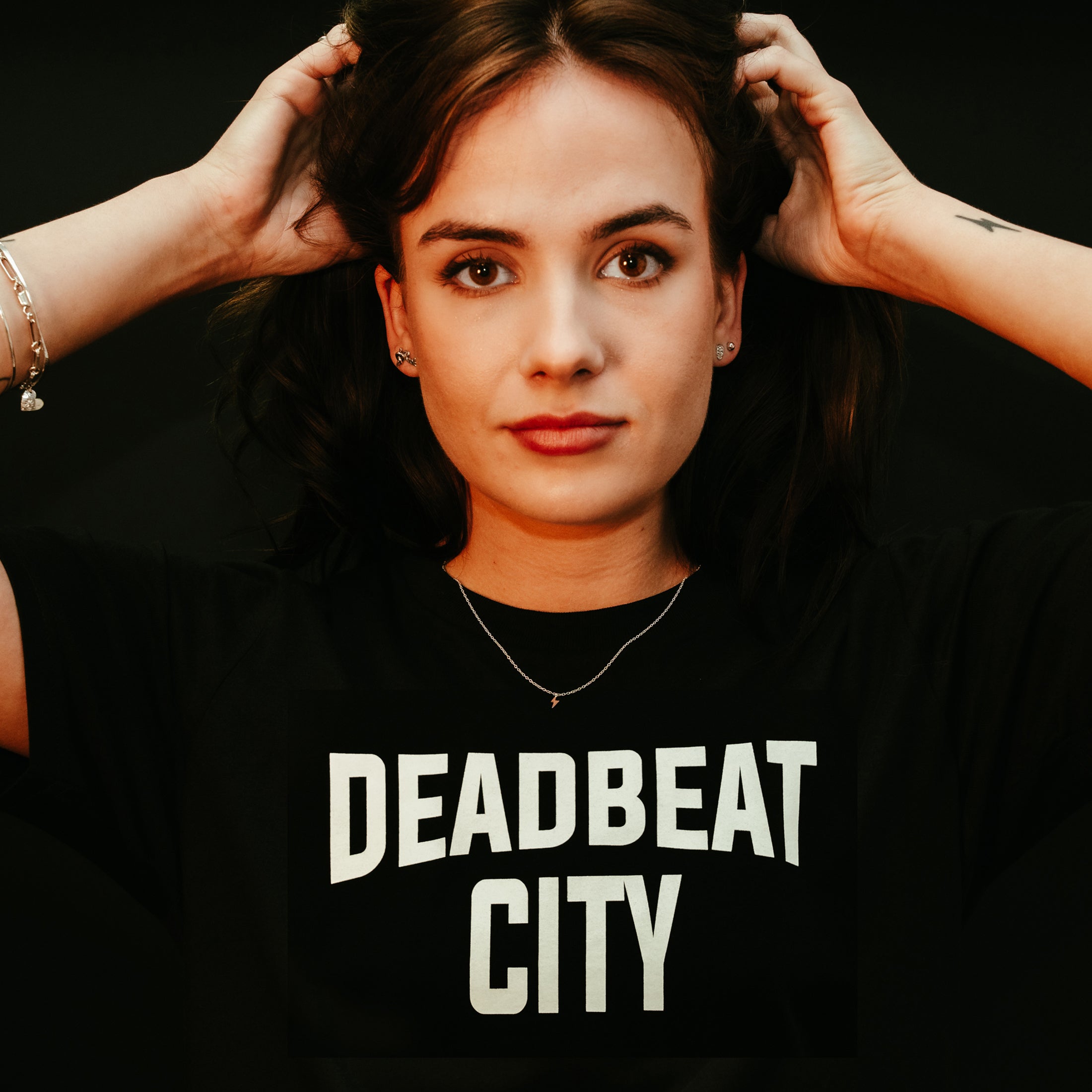 db DEADBEAT City Motif Screen Printed Eco-Friendly Unisex Black T-Shirt for Men, Women and Teens