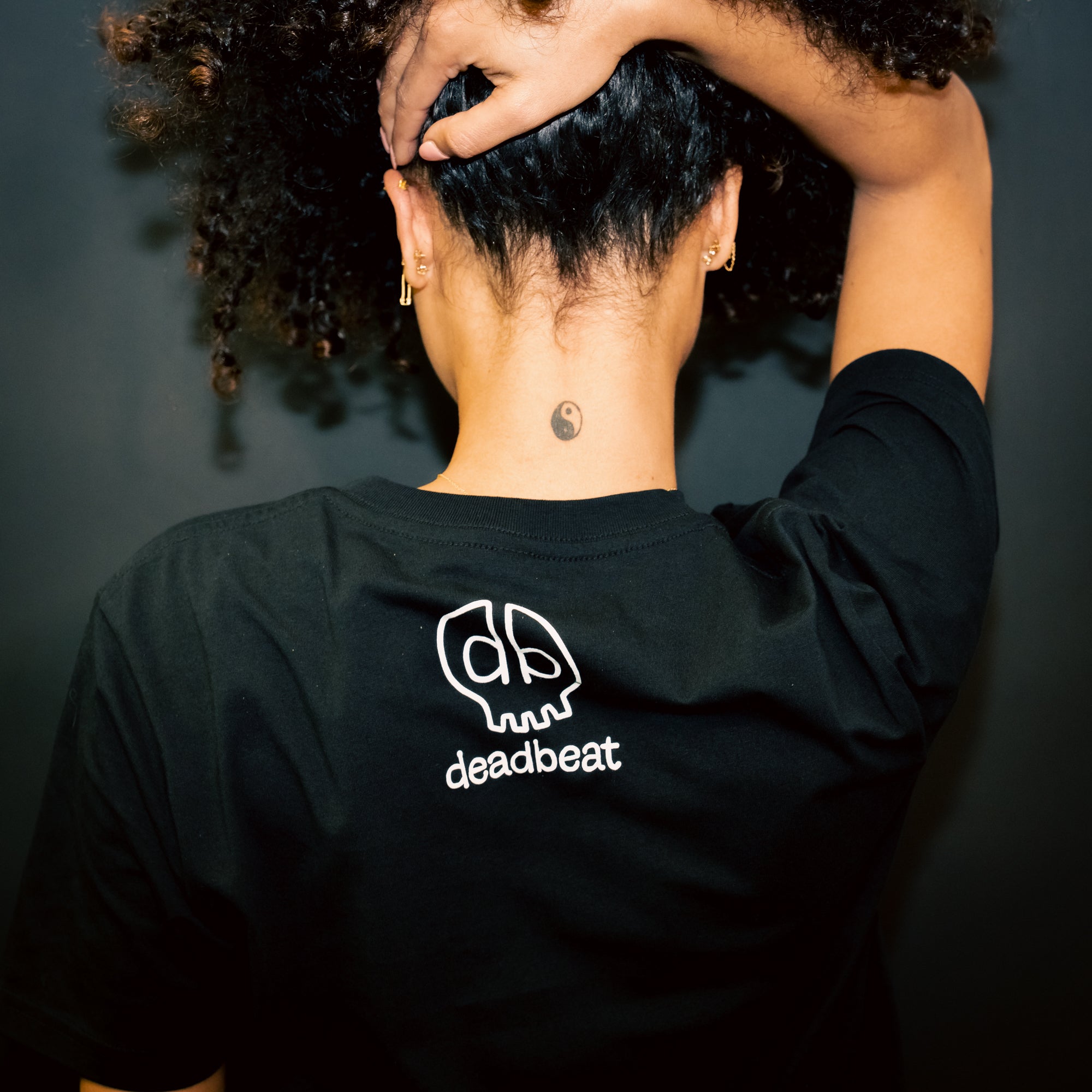 db DEADBEAT Rock and Roll Cross Motif Screen Printed Eco-Friendly Unisex Black T-Shirt for Men, Women and Teens