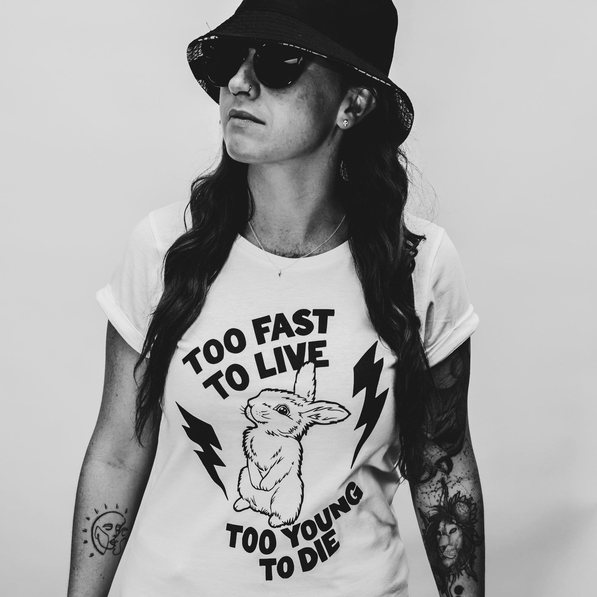db DEADBEAT Too Fast To Live Motif Screen Printed Eco-Friendly Skinny Fit T Shirt for Women and Teens