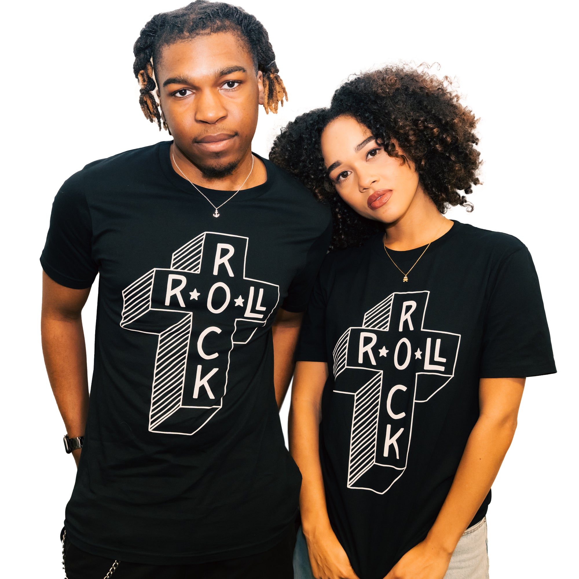 db DEADBEAT Rock and Roll Cross Motif Screen Printed Eco-Friendly Unisex Black T-Shirt for Men, Women and Teens