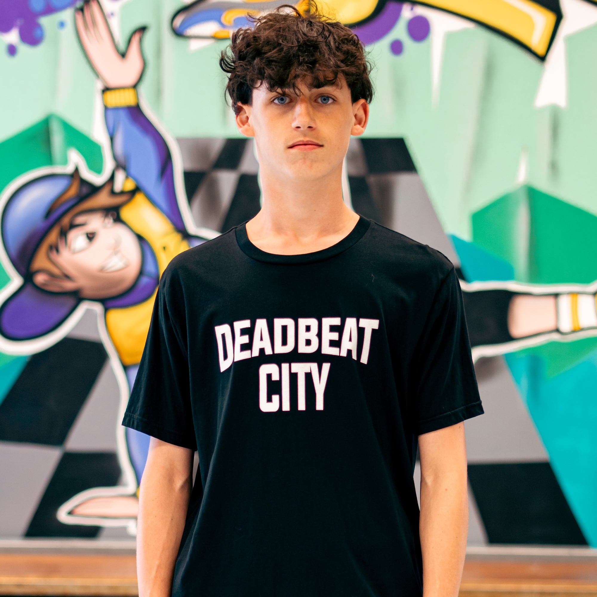 db DEADBEAT City Motif Screen Printed Eco-Friendly Unisex Black T-Shirt for Men, Women and Teens