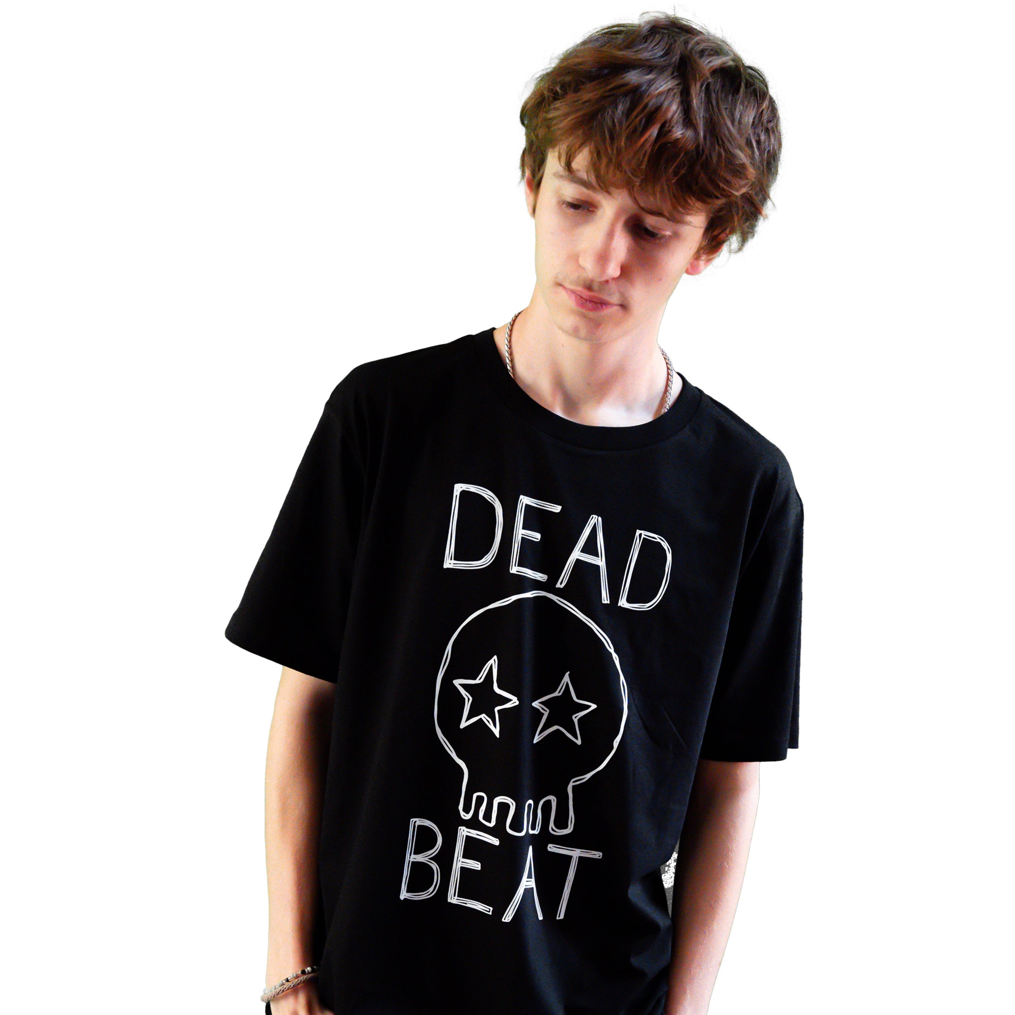 db DEADBEAT Skull Motif Screen Printed Eco-Friendly Unisex Black T-Shirt For Men, Women and Teens