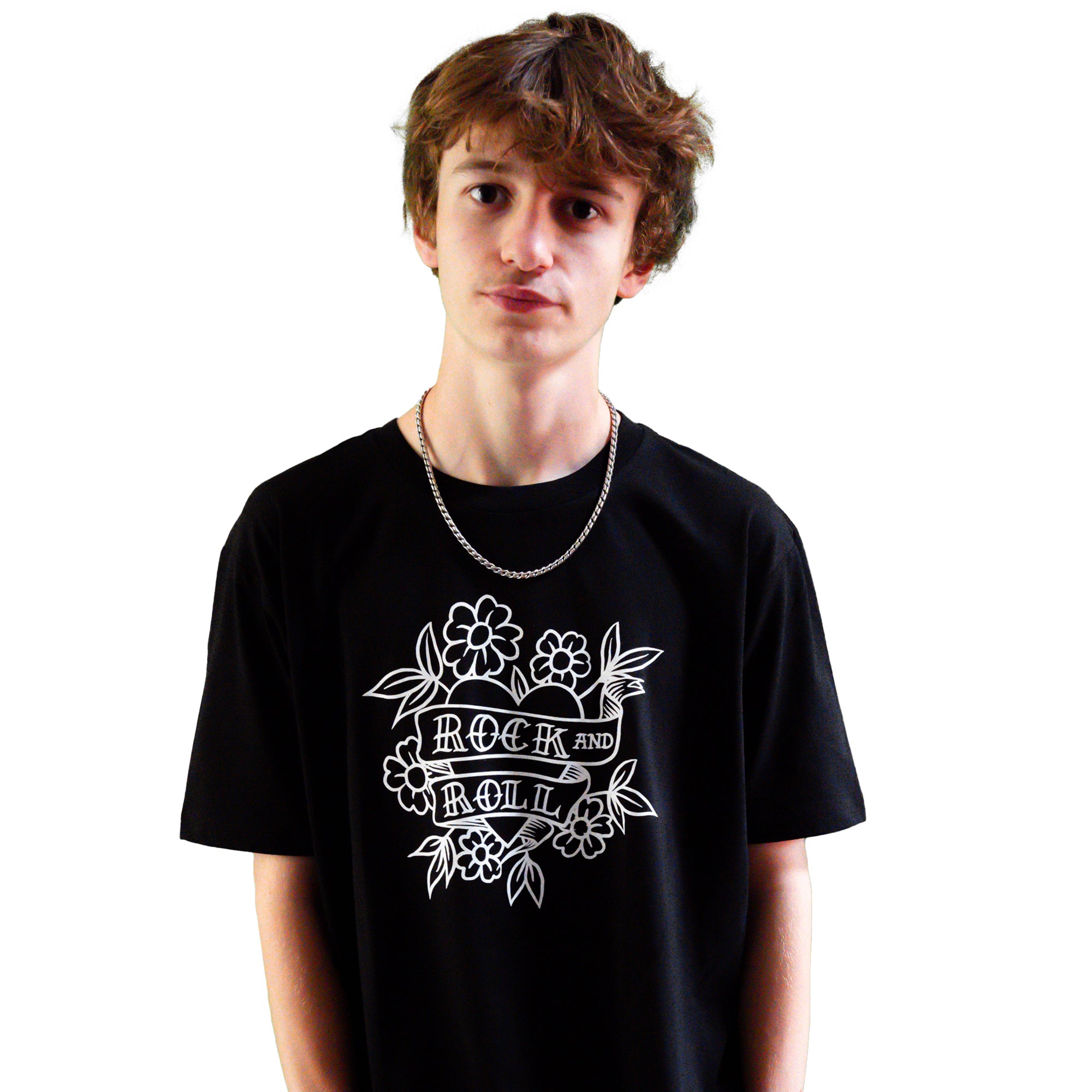 db DEADBEAT Rock and Roll Motif Screen Print Eco-Friendly Unisex Black T-Shirt for Men, Women and Teens
