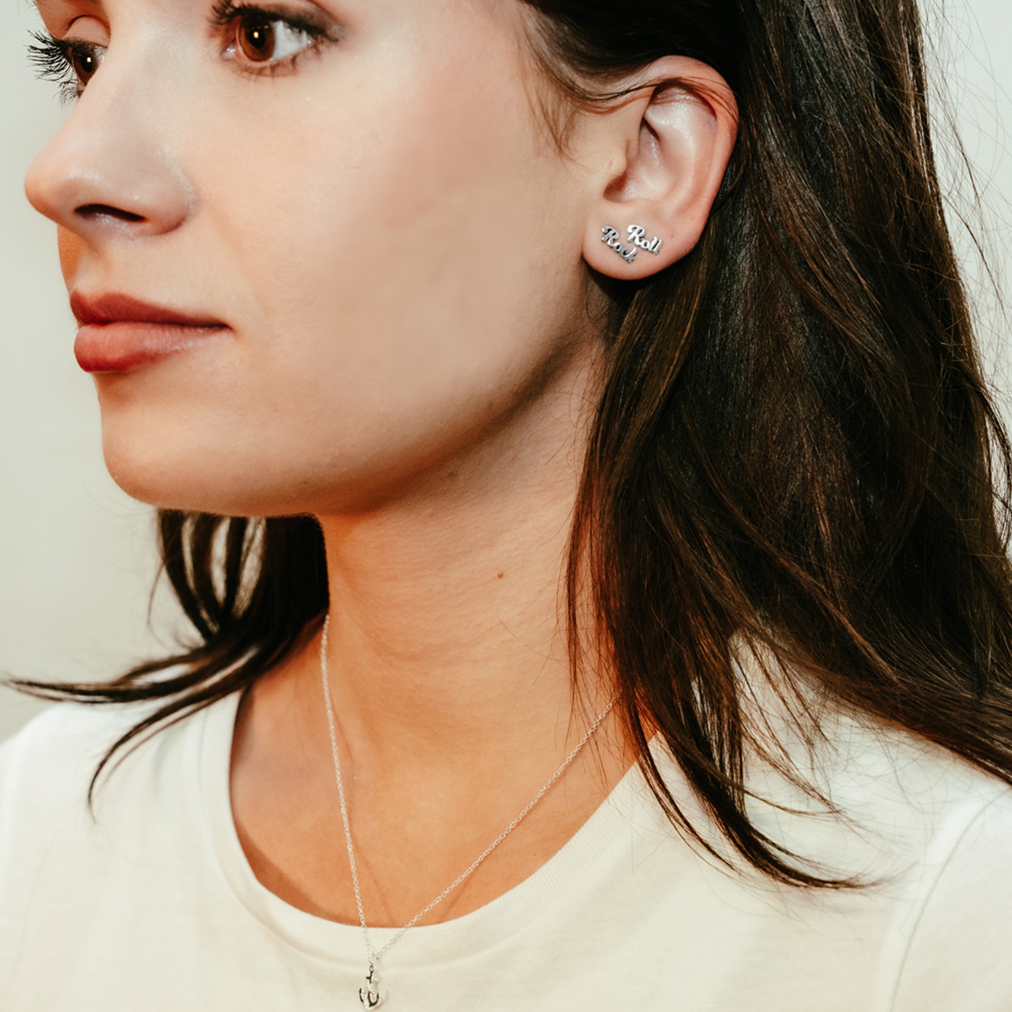 db DEADBEAT 925 Silver Oxidised Rock and Roll Ear Stud & Nautical Knot Ear Stud Gift Pack