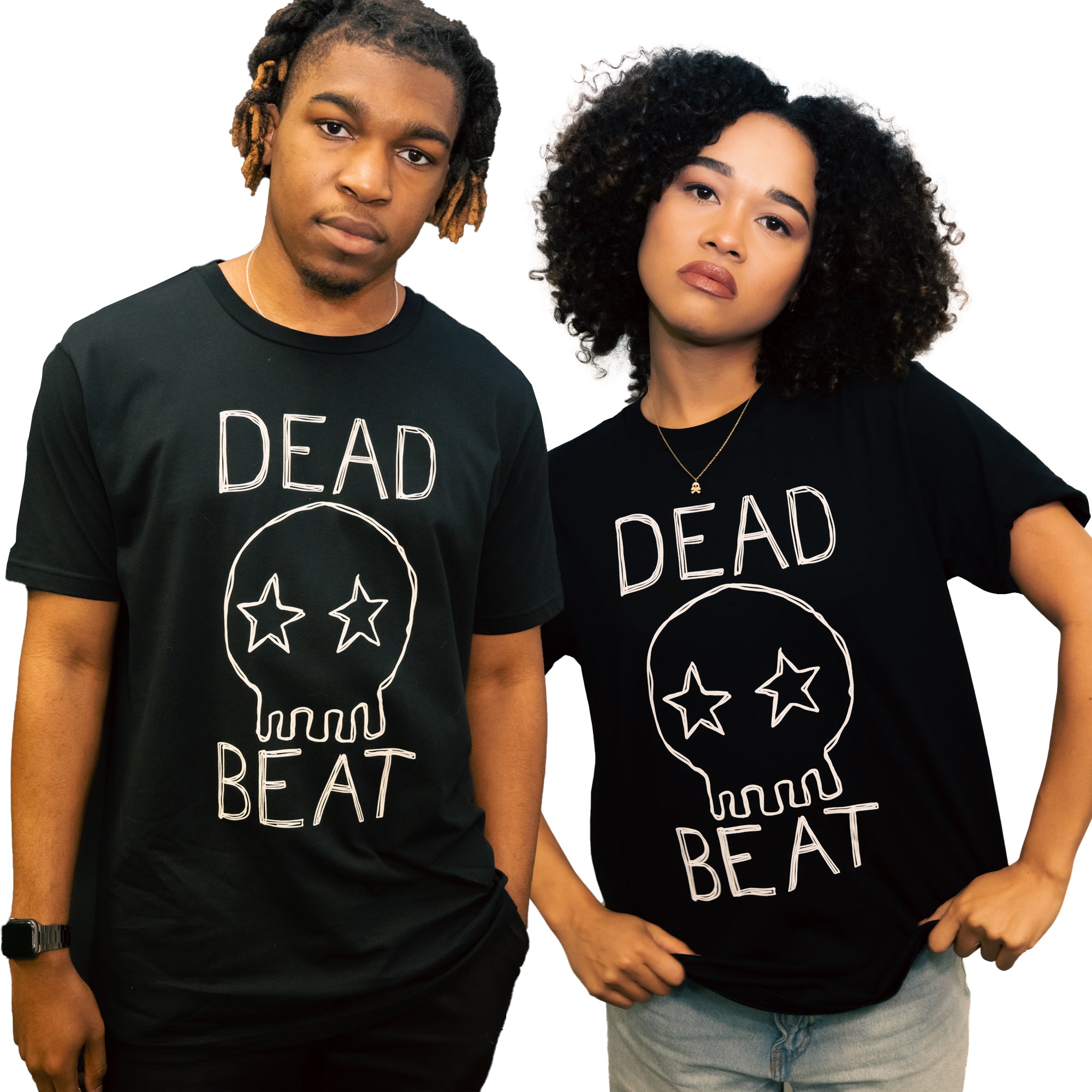 db DEADBEAT Skull Motif Screen Printed Eco-Friendly Unisex Black T-Shirt For Men, Women and Teens