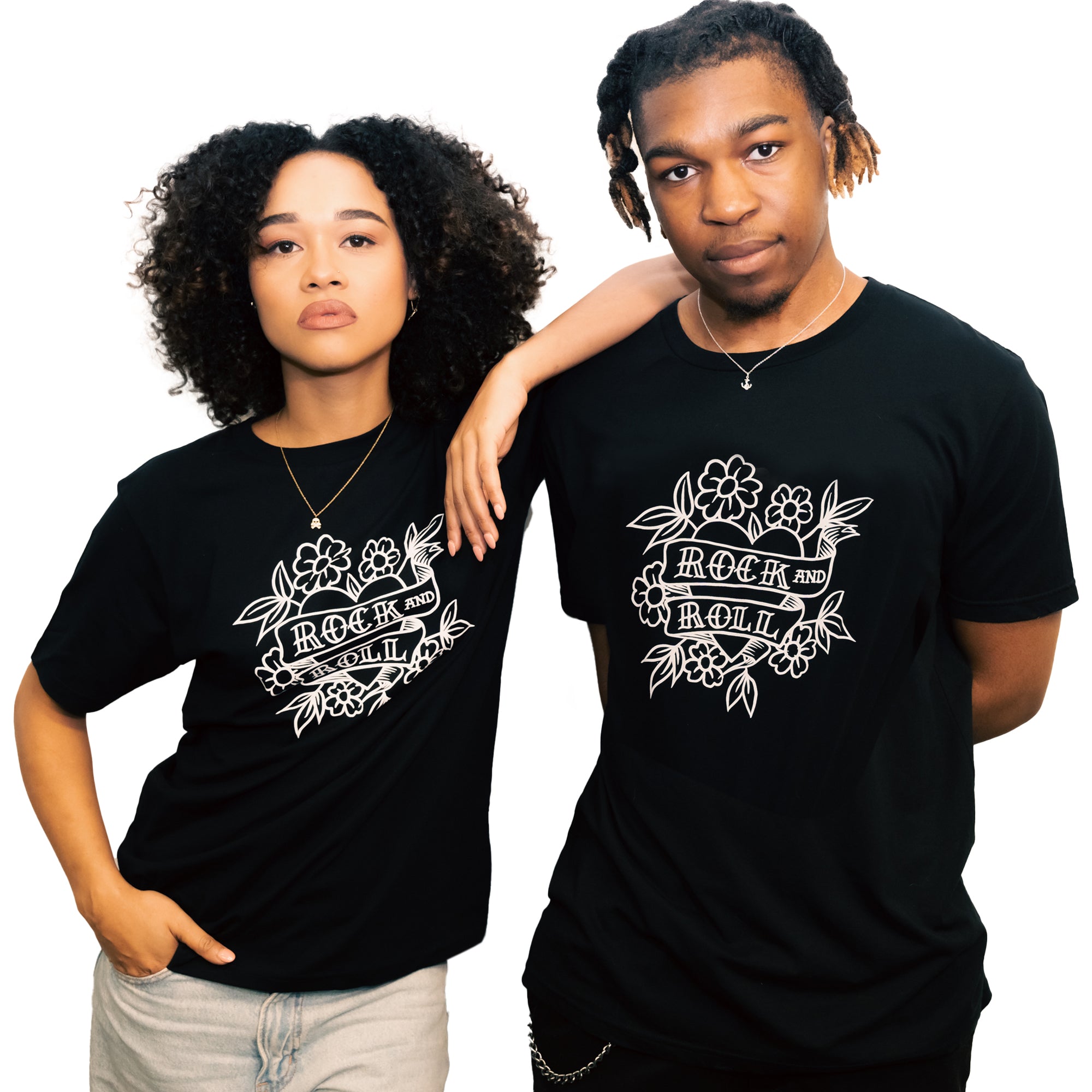 db DEADBEAT Rock and Roll Motif Screen Print Eco-Friendly Unisex Black T-Shirt for Men, Women and Teens