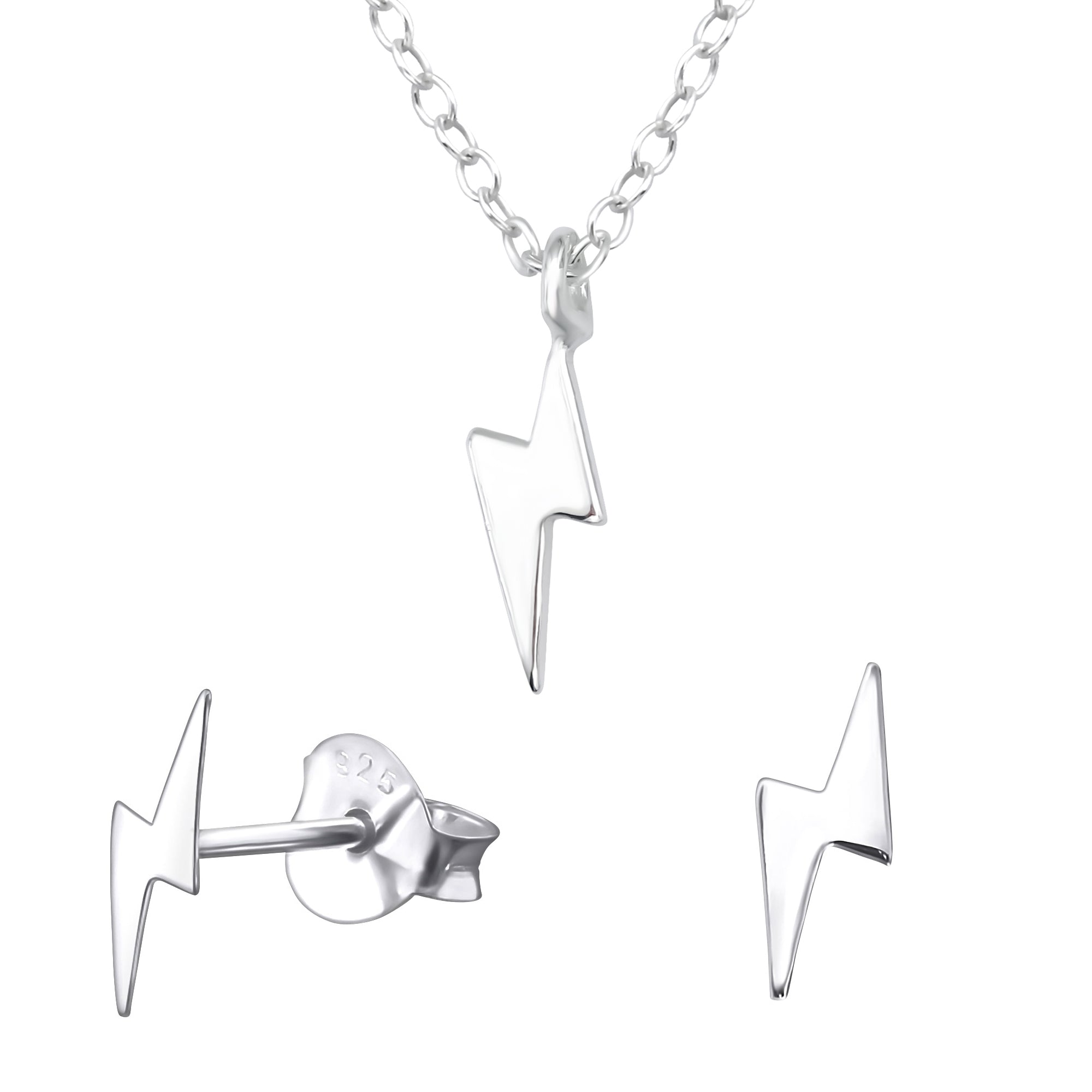 Lightning Bolt Necklace & Ear Stud Gift Pack by db deadbeat