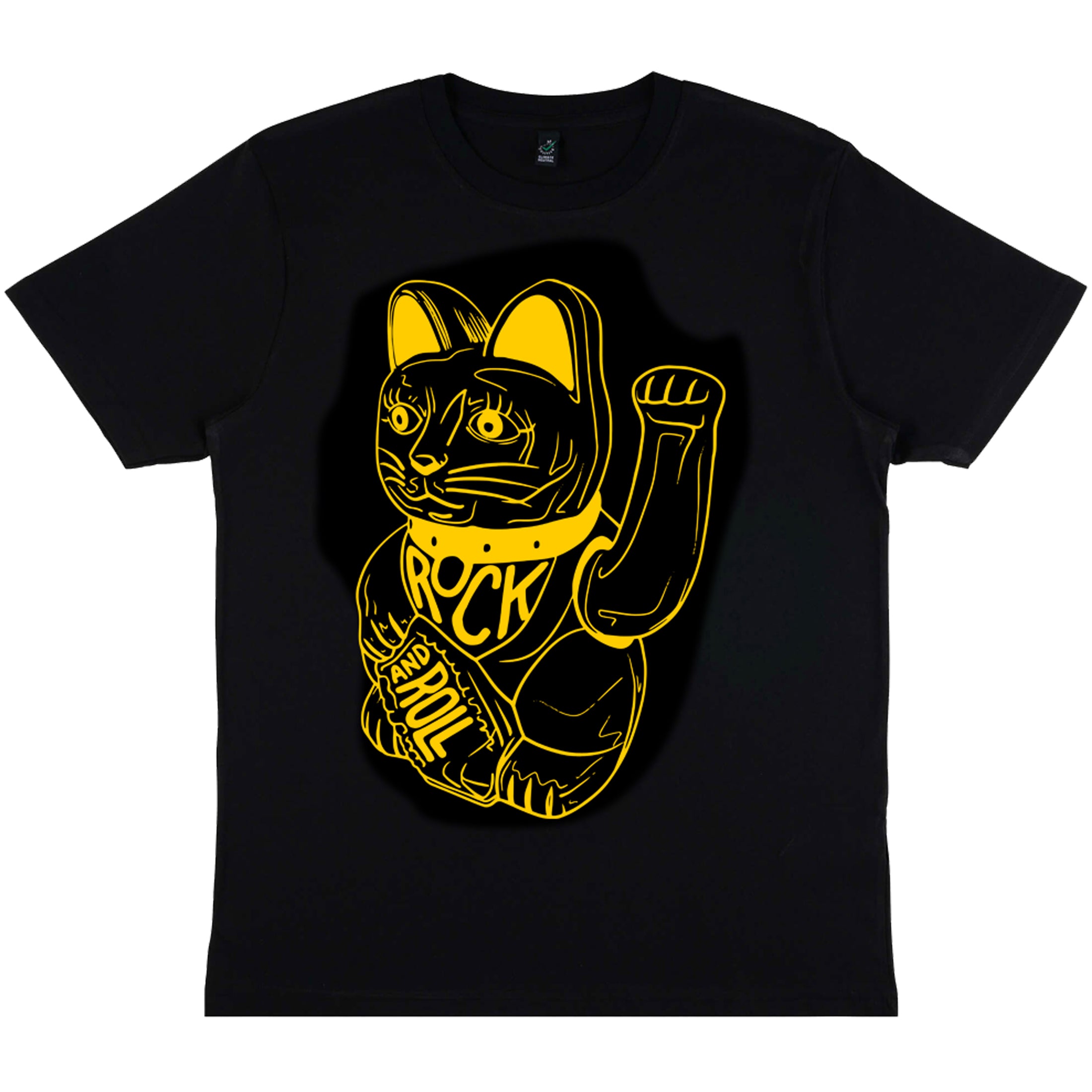 Black Lucky Cat T-Shirt by db deadbeat
