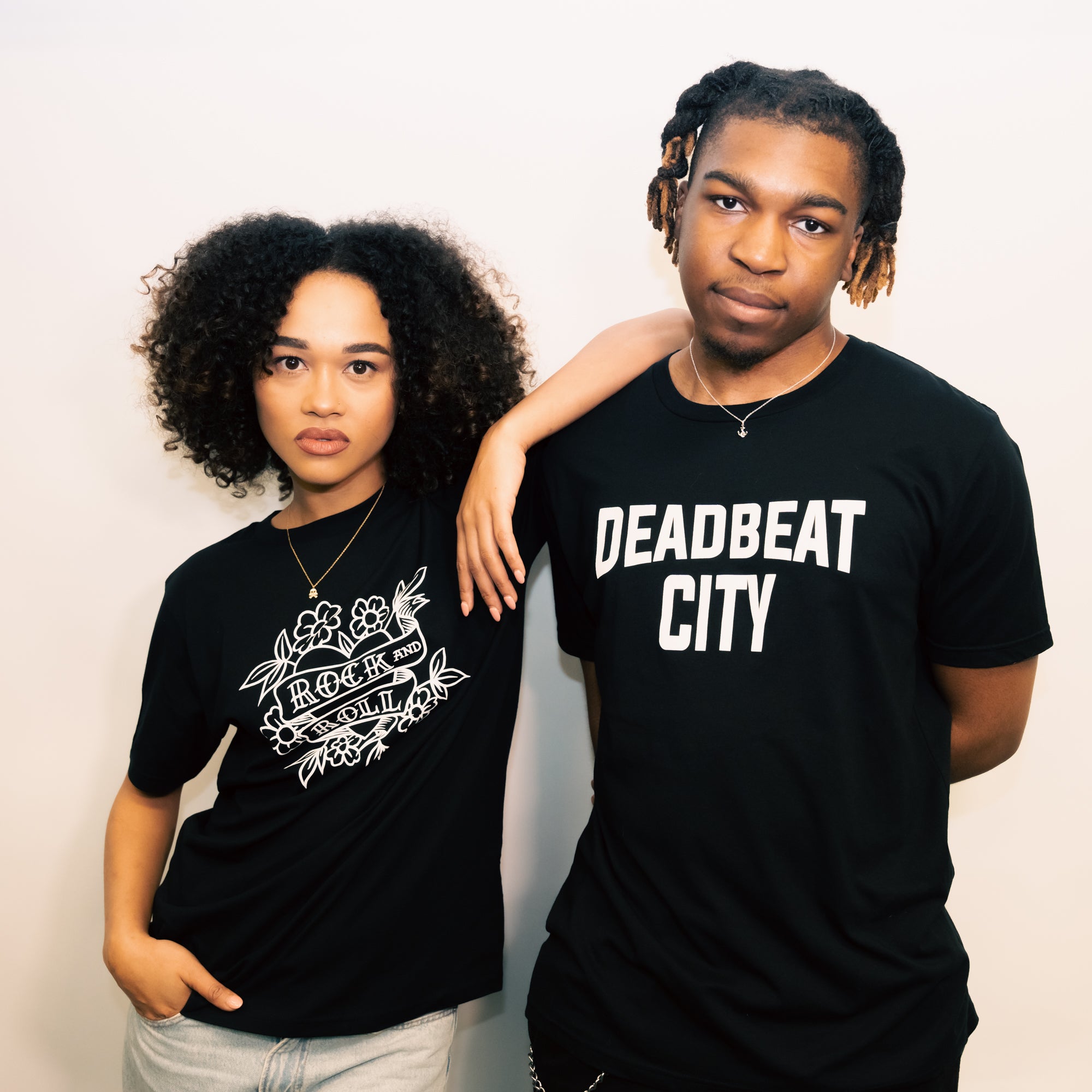 Rock and Roll Black Unisex T-Shirt by db deadbeat