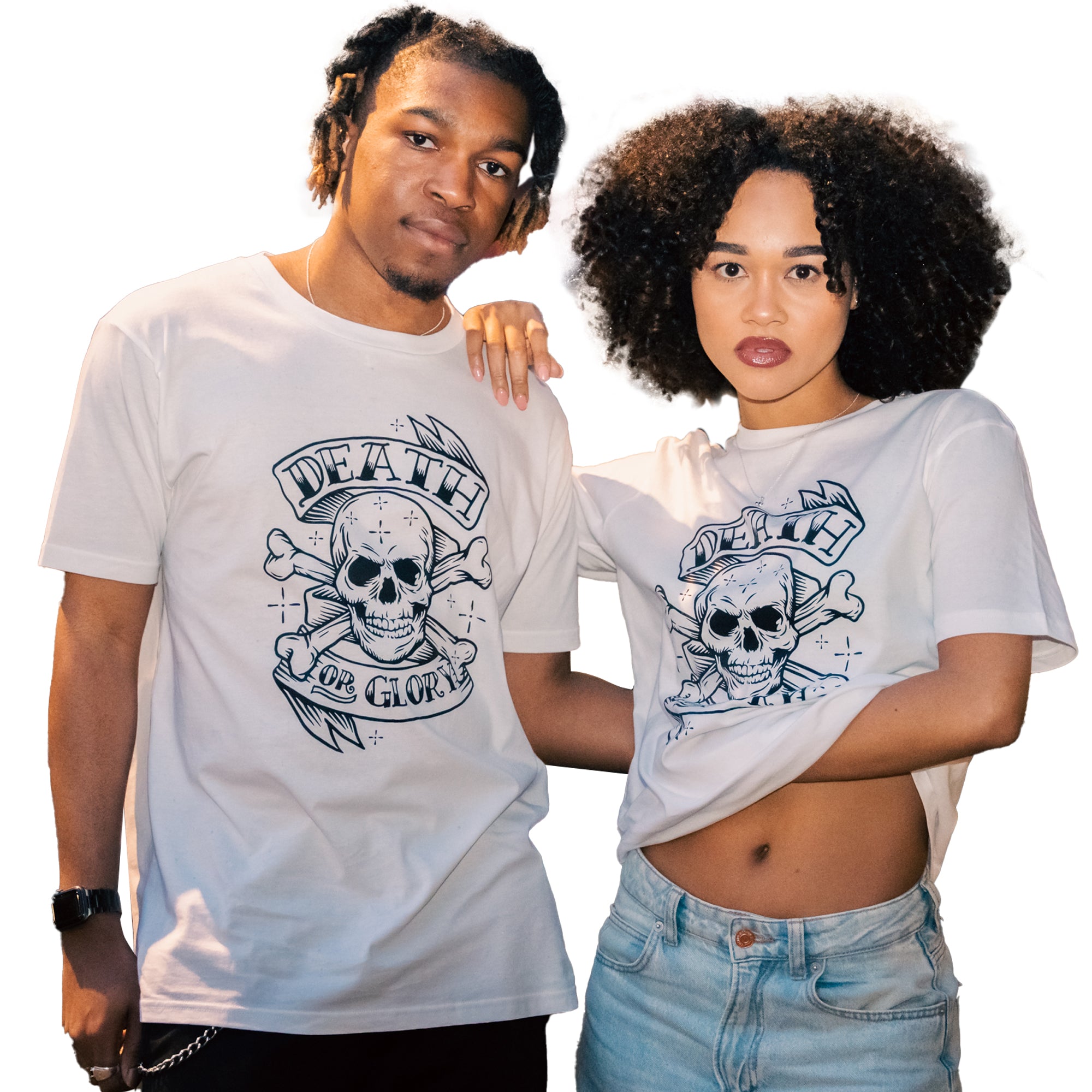 db deadbeat Death or Glory Skull Motif Screen Print Eco-Friendly T-Shirt, Men's & Unisex